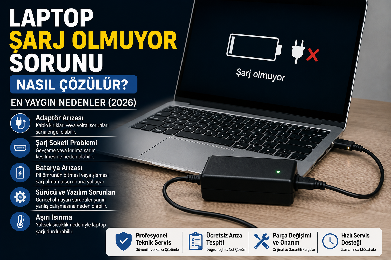 Laptop Şarj Olmuyor Sorunu Nasıl Çözülür? En Yaygın Nedenler (2026)